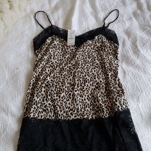Sexy leopard animal print black lace WHBM cami